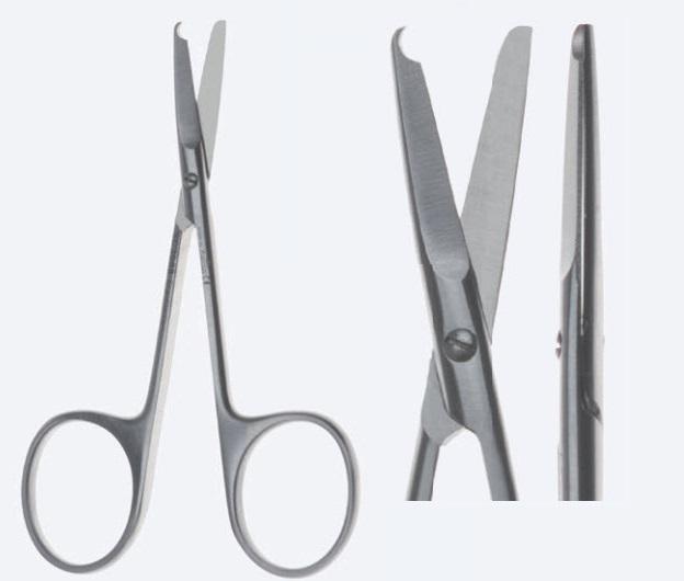 Ножиці, хірургічні, "Spencer", лігатурні, з серповидним кінчиком на одному лезі, прямі, довжина 115 мм, 4 1/2". Бренд - Asanus Medizintechnik Gmb, Німеччина